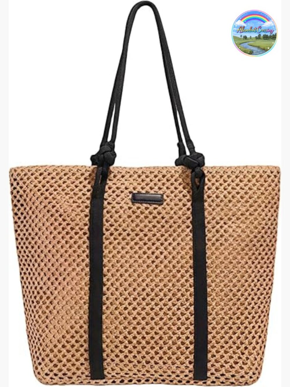 Large Woven Straw Beach Tote Shoulder Bag for Summer Vacation